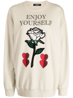 

Floral-appliqué cotton sweatshirt, Undercover Floral-appliqué cotton sweatshirt