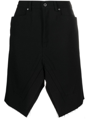 

Asymmetric hem denim shorts, Rick Owens Asymmetric hem denim shorts