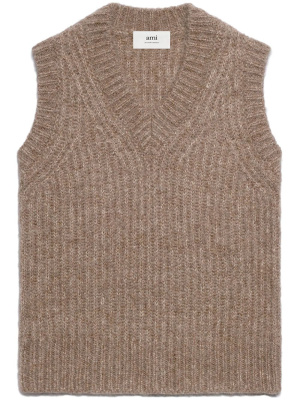 

Sleeveless rib-knit vest, AMI Paris Sleeveless rib-knit vest