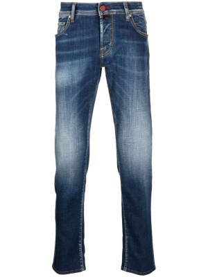 

Faded low-rise slim-fit jeans, Jacob Cohën Faded low-rise slim-fit jeans