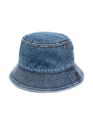 

Logo-embossed cotton bucket hat, Alexander Wang Logo-embossed cotton bucket hat