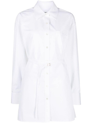 

Logo-embroidered belted shirt dress, Alexander Wang Logo-embroidered belted shirt dress