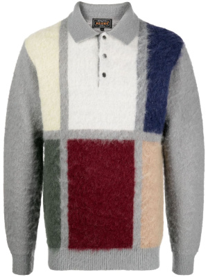 

Check-pattern polo-collar jumper, BEAMS PLUS Check-pattern polo-collar jumper