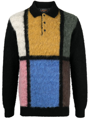 

Check-pattern polo-collar jumper, BEAMS PLUS Check-pattern polo-collar jumper