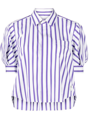 

Striped puff-sleeve cotton shirt, Sacai Striped puff-sleeve cotton shirt