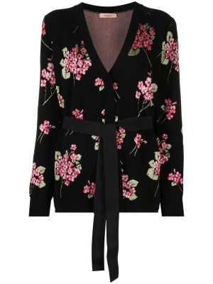 

Floral-intarsia belted cardigan, TWINSET Floral-intarsia belted cardigan