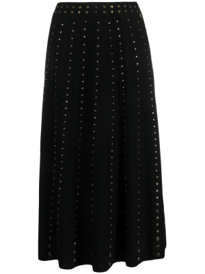 

Logo-plaque eyelet-embellished midi skirt, TWINSET Logo-plaque eyelet-embellished midi skirt