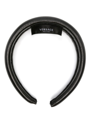 

Logo-embossed leather headband, Versace Logo-embossed leather headband