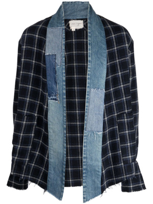 

Patchwork checkered kimono jacket, Greg Lauren Patchwork checkered kimono jacket