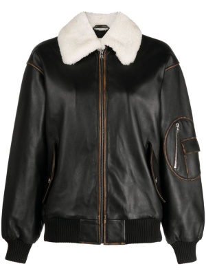 

Faux-fur collar bomber jacket, SANDRO Faux-fur collar bomber jacket