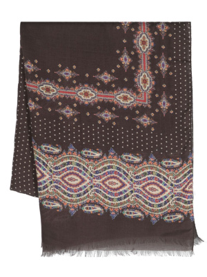 

Abstract-pattern print frayed-edge scarf, ETRO Abstract-pattern print frayed-edge scarf