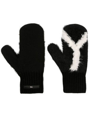 

Logo-patch faux-shearling-trim gloves, Y-3 Logo-patch faux-shearling-trim gloves