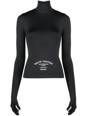 

Logo-print glove-sleeve top, VETEMENTS Logo-print glove-sleeve top