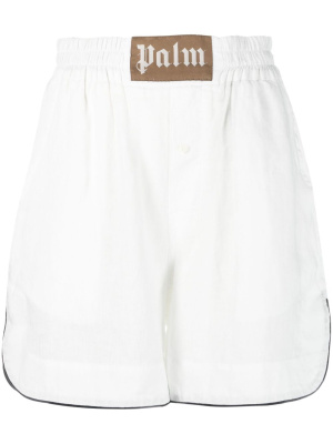 

Logo-patch linen shorts, Palm Angels Logo-patch linen shorts