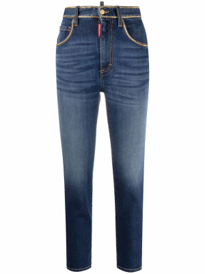 

High-waisted chain-trim cropped jeans, Dsquared2 High-waisted chain-trim cropped jeans