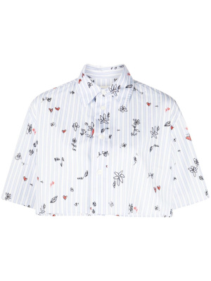 

Striped cotton cropped shirt, Marni Striped cotton cropped shirt