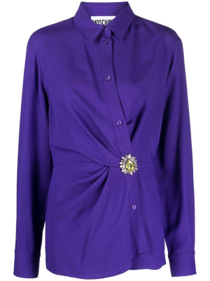 

Brooch-embellished gathered shirt, Moschino Brooch-embellished gathered shirt