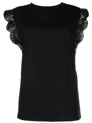 

Laser-cut flower jersey top, TWINSET Laser-cut flower jersey top