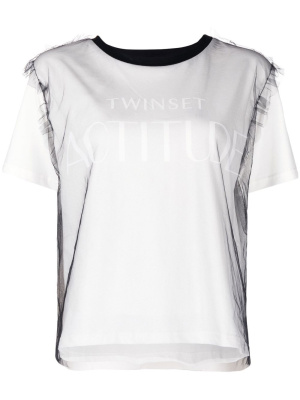 

Logo-print tulle T-shirt, TWINSET Logo-print tulle T-shirt