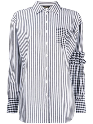 

Striped ruffle-trim cotton shirt, TWINSET Striped ruffle-trim cotton shirt