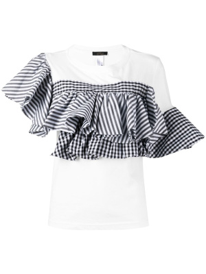 

Gingham-print ruffled T-shirt, TWINSET Gingham-print ruffled T-shirt