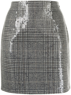 

Sequin-embellished check-print mini skirt, TWINSET Sequin-embellished check-print mini skirt