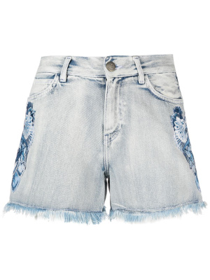 

Floral embroidery denim shorts, TWINSET Floral embroidery denim shorts