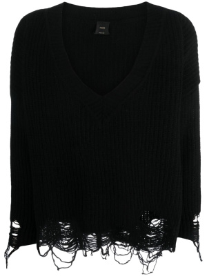 

Ripped V-neck knitted jumper, PINKO Ripped V-neck knitted jumper