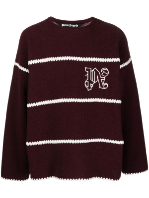 

Embroidered-monogram striped jumper, Palm Angels Embroidered-monogram striped jumper