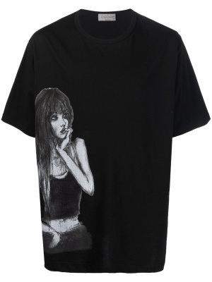 

Illustration-style print T-shirt, Yohji Yamamoto Illustration-style print T-shirt