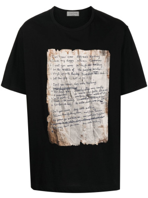 

Paper-print detail T-shirt, Yohji Yamamoto Paper-print detail T-shirt