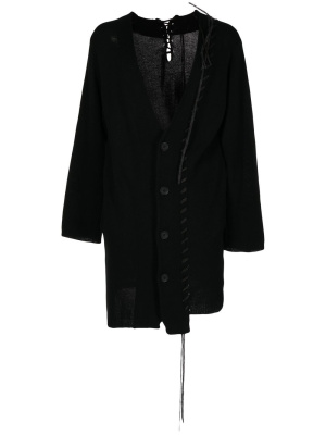 

Lace-up detail knit cardigan, Yohji Yamamoto Lace-up detail knit cardigan