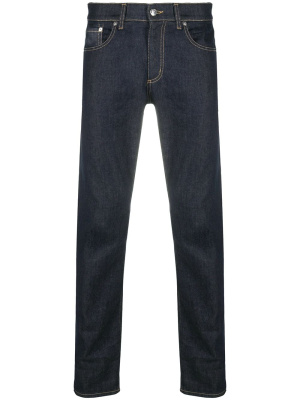 

Studded logo slim-fit jeans, Alexander McQueen Studded logo slim-fit jeans