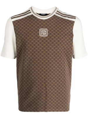 

Monogram-pattern stretch-cotton T-shirt, Balmain Monogram-pattern stretch-cotton T-shirt