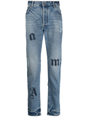 

Logo-appliqué straight-leg jeans, Palm Angels Logo-appliqué straight-leg jeans