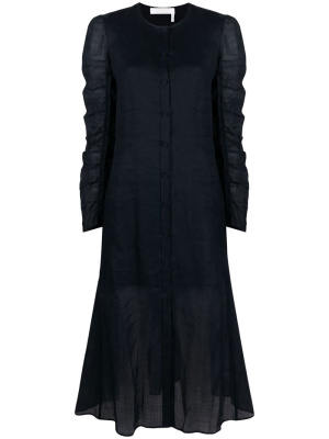 

Ruched-sleeve buttoned midi dress, Chloé Ruched-sleeve buttoned midi dress