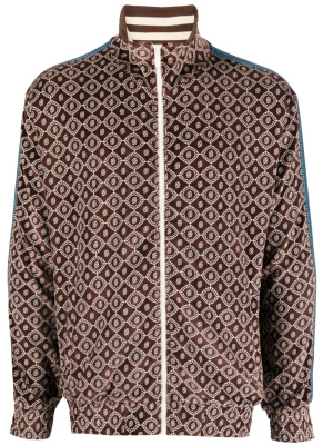 

Monogram-pattern velvet track jacket, Drôle De Monsieur Monogram-pattern velvet track jacket