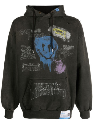 

Graphic-print cotton hoodie, Maison Mihara Yasuhiro Graphic-print cotton hoodie