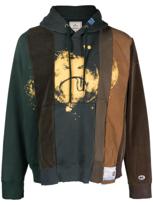 

Graphic-print patchwork hoodie, Maison Mihara Yasuhiro Graphic-print patchwork hoodie