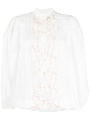 

Ruffle-detail long-sleeve shirt, ZIMMERMANN Ruffle-detail long-sleeve shirt