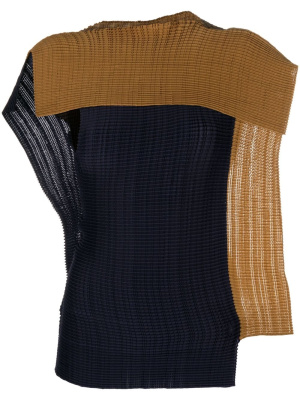 

Fully-pleated colour-block top, Issey Miyake Fully-pleated colour-block top