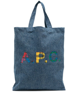 

Logo-print denim tote bag, A.P.C. Logo-print denim tote bag