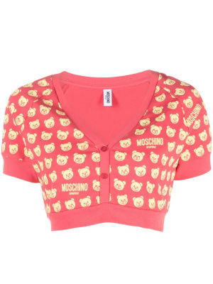 

Logo-print cropped cardigan, Moschino Logo-print cropped cardigan