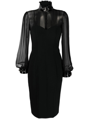 

Sheer blouse buckled dress, Moschino Sheer blouse buckled dress