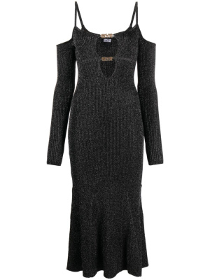 

Logo cut-out midi dress, Versace Jeans Couture Logo cut-out midi dress
