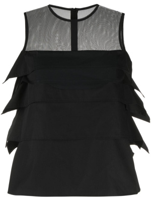 

Ruffled sheer-yoke sleeveless top, Sacai Ruffled sheer-yoke sleeveless top