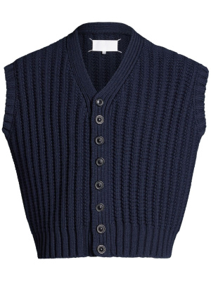 

Ribbed-knit button-up vest, Maison Margiela Ribbed-knit button-up vest