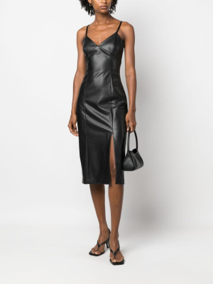 

Panelled faux-leather slip dress, TWINSET Panelled faux-leather slip dress
