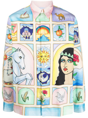 

La Fable-print cotton shirt, Casablanca La Fable-print cotton shirt