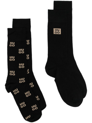 

Intarsia-knit-logo two-pack socks, HUGO Intarsia-knit-logo two-pack socks